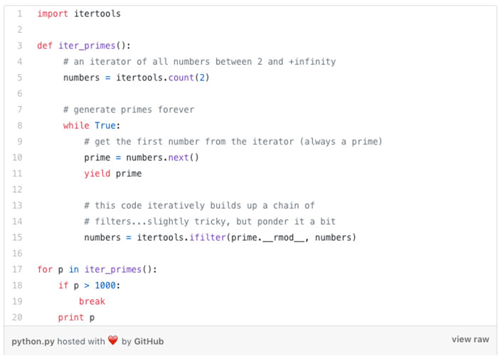نمونه کد پایتون / python code snippet